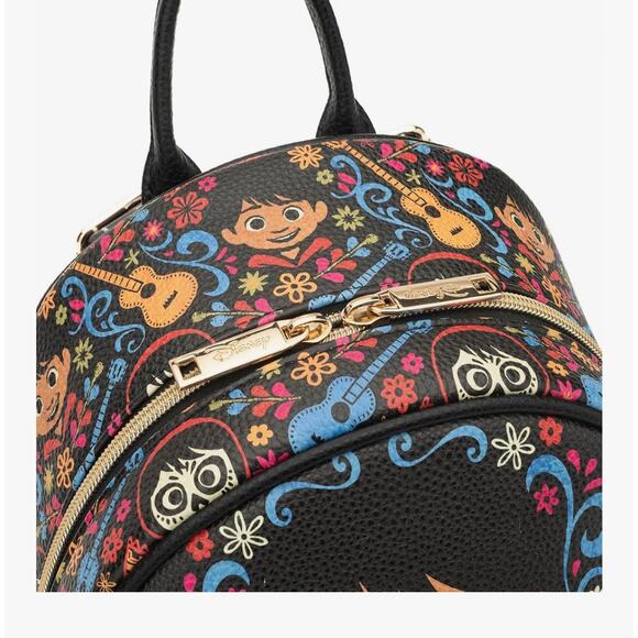 Disney Wondapop Coco Pixar Miguel Hector Ernesto Pebbled Leather Backpack NWT - Picture 3 of 9